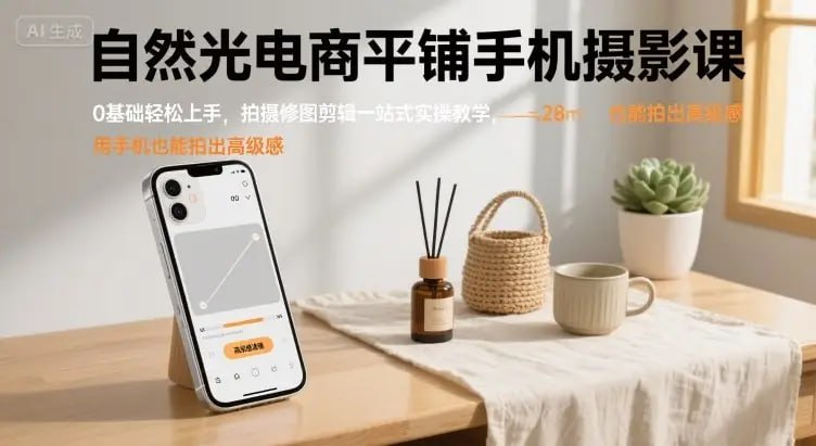 柔妈自然光静物平铺手机摄影课