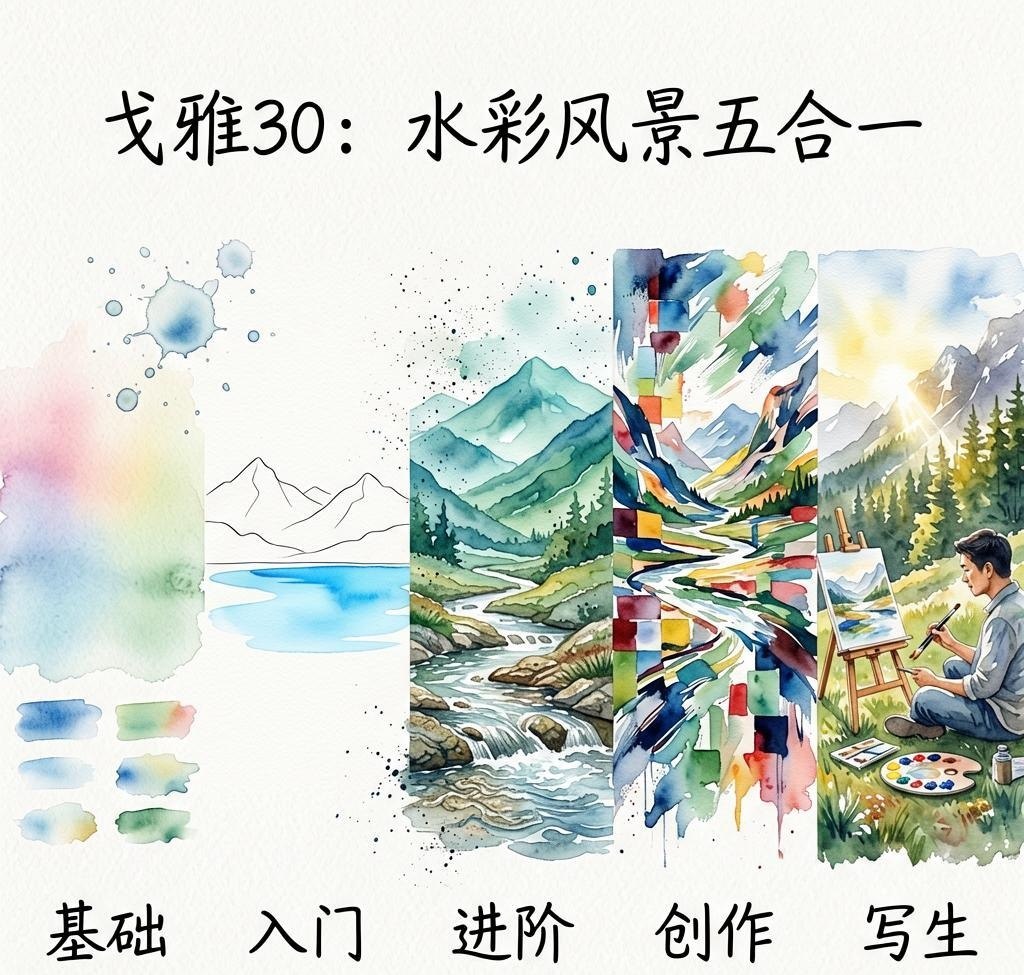 戈雅30《水彩风景五合一 (基础+入门+进阶+创作+写生) 》插图 戈雅30《水彩风景五合一 (基础+入门+进阶+创作+写生) 》