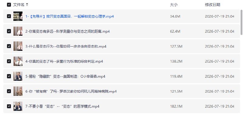 费俊峰教授变态心理学20讲【学习资料】