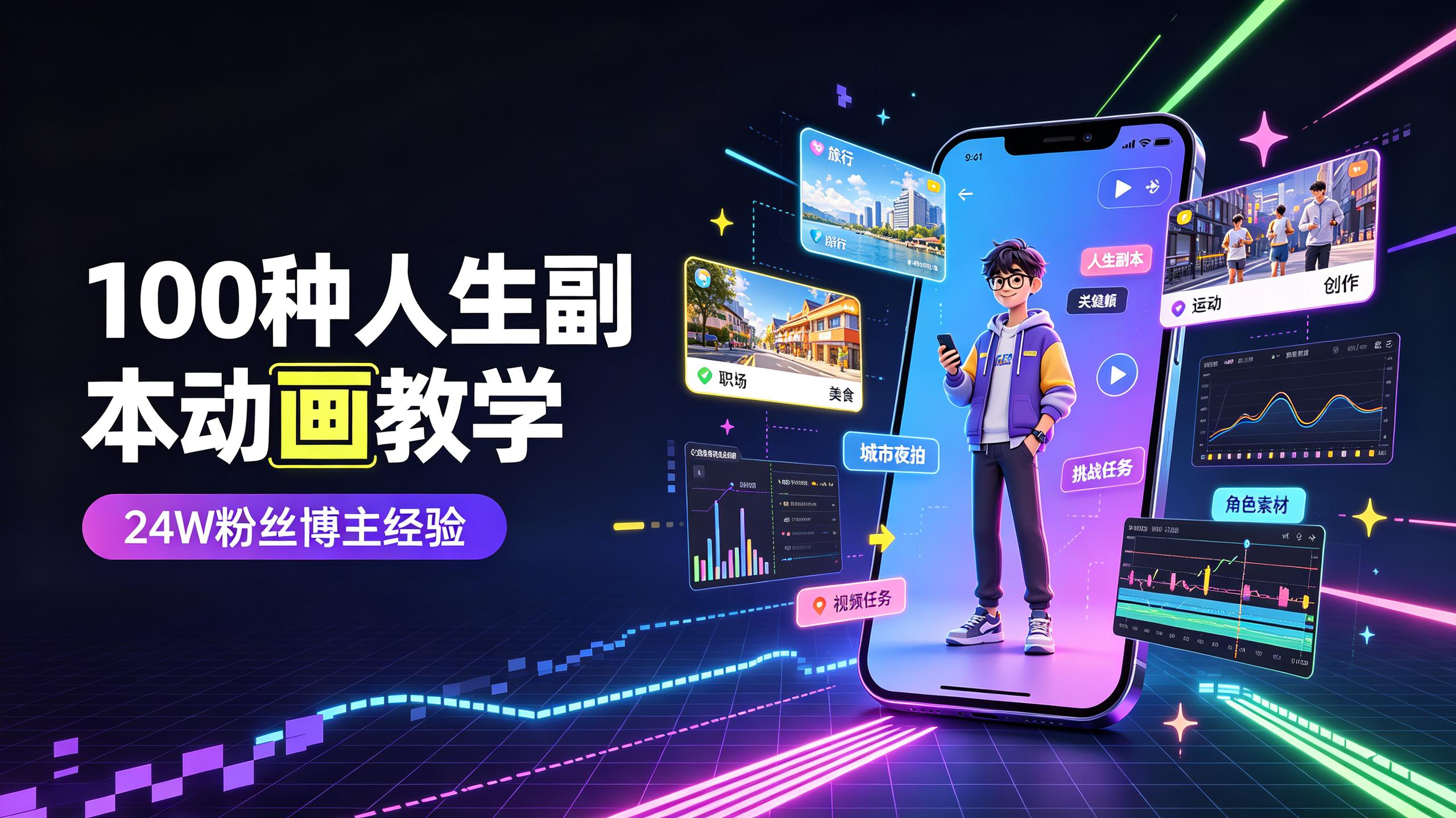 抖音24W粉丝博主的体验100种人生副本动画教学